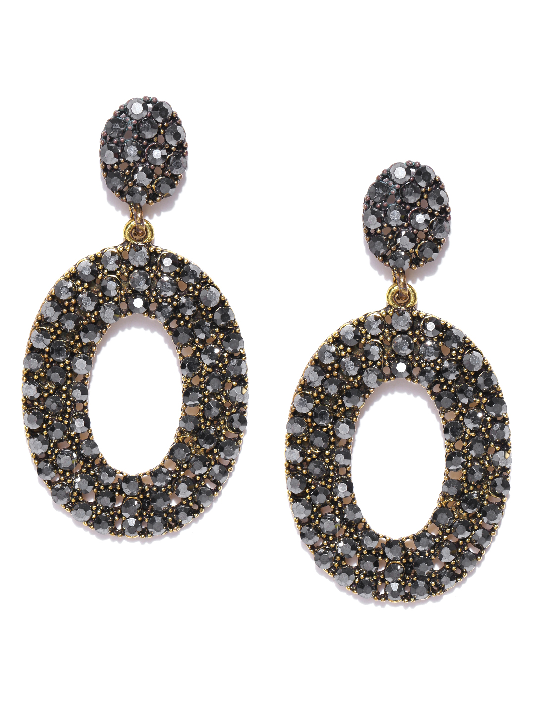 YouBella Grey Gold-Plated Contemporary Drop Earrings